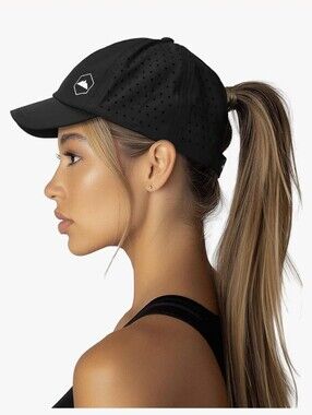 Black Performance Running Hat with Mountain Logo